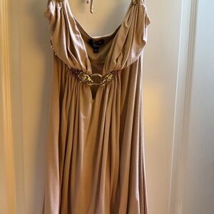 Sky Cream Maxi Dress with Gold Chain Detail